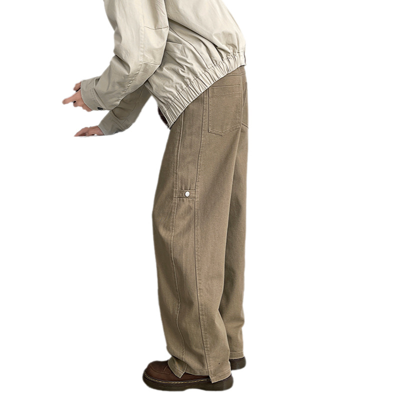 Abbigliamento casual patchwork decostruito da uomo, primavera autunno, elegante e dalla vestibilità pulita, stile americano da strada, gamba larga,_voghion.com