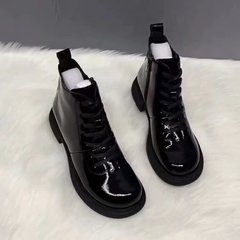 爆款厚底复古百搭马丁靴女2025秋冬季新款漆皮短靴时尚英伦风棉靴