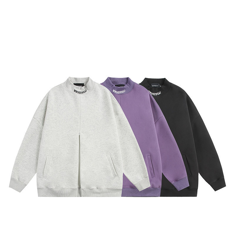 NOONOZ Half High Collar Zipper Sweat Fashionable Retro Wear Unisex Fashionable Brand American Niche Loose Top NOONOZ Half High Collar Zipper Sweat Fashionable Retro Wear Unisex Fashionable Brand American Niche Loose Top