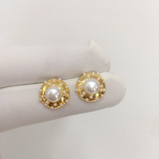 Natural Freshwater Pearl Earrings for Women, High-end Round Design Pearl Earrings, 18K Gold-filled Color-preserving Earrings