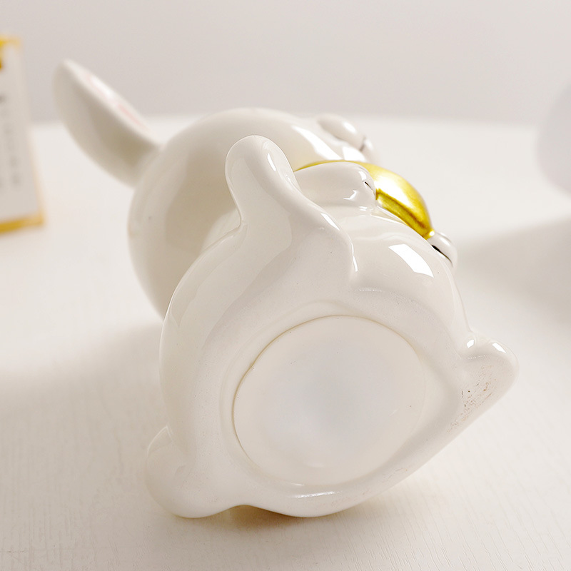 Conejo alcancía caja de cerámica grandes niños lindo alcancía lingote creativo conejo blanco regalo de mano