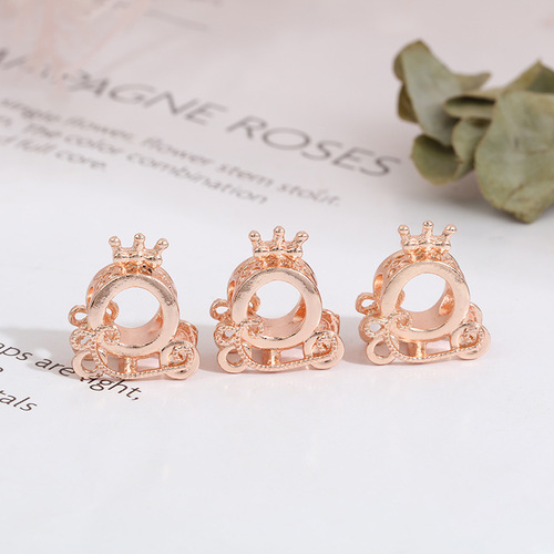 Cross-border rose gold shining crown pumpkin car Trojan beading DIY jewelry accessories bracelet large hole bead accessories