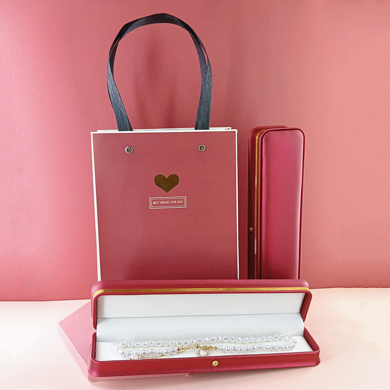 Simple de alta calidad PU joyería collar de perlas caja de pulsera Xiaomi cuentas relojes de almacenamiento caja de embalaje de regalo