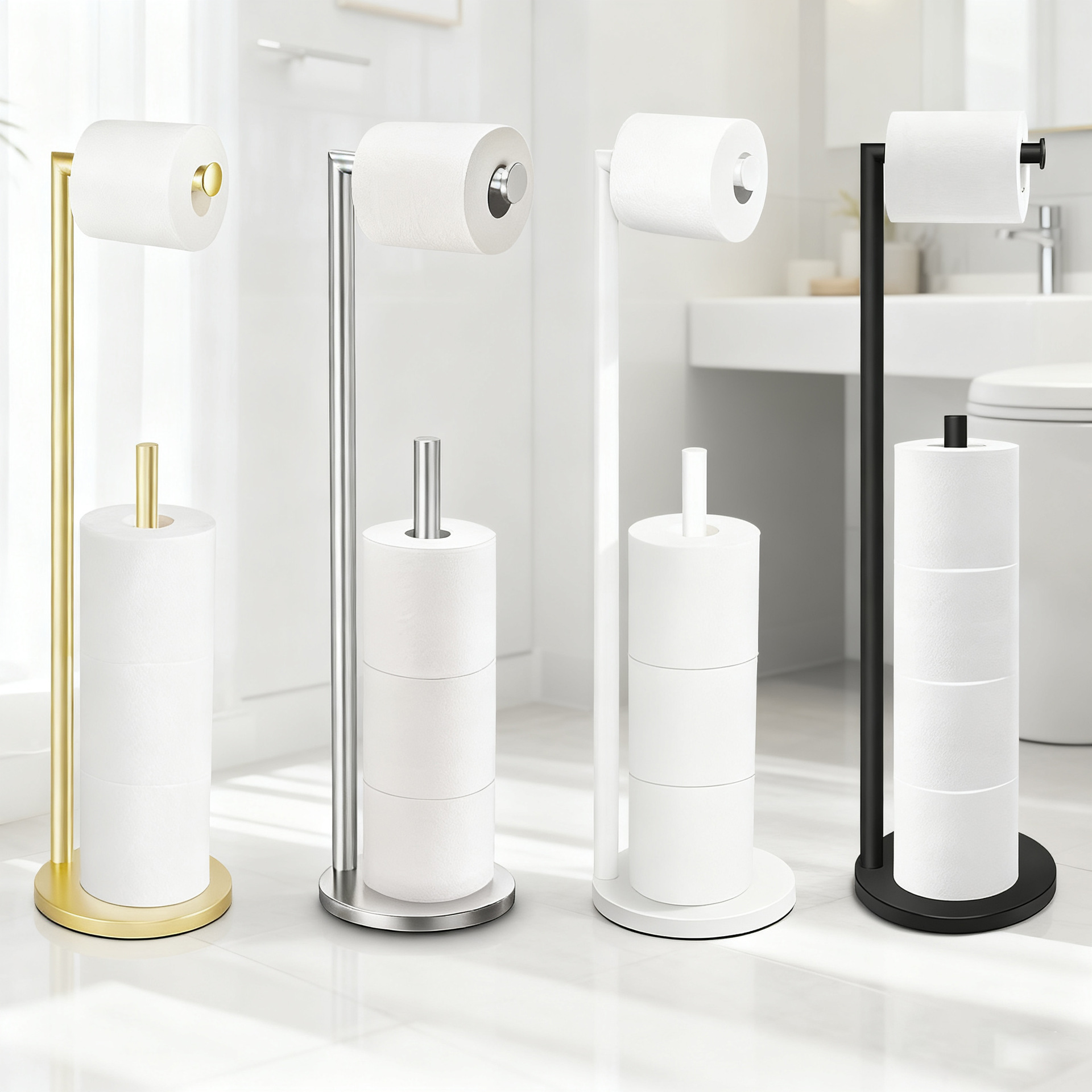 不锈钢金色纸巾架浴室厨房卷纸架厕纸收纳架家用卫生间落地纸巾座