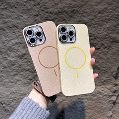 越境対応 Apple 17 スターライトグリッター細円磁気吸着スマホケース iPhone16 クリスタルレンズフィルム保護カバー