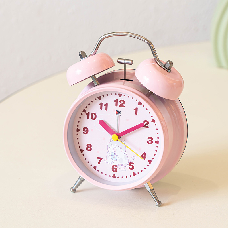 Venta al por mayor de fábrica de 4 pulgadas regalo creativo estudiante hogar despertador inteligente mesita de noche escritorio decoración de metal pequeño reloj