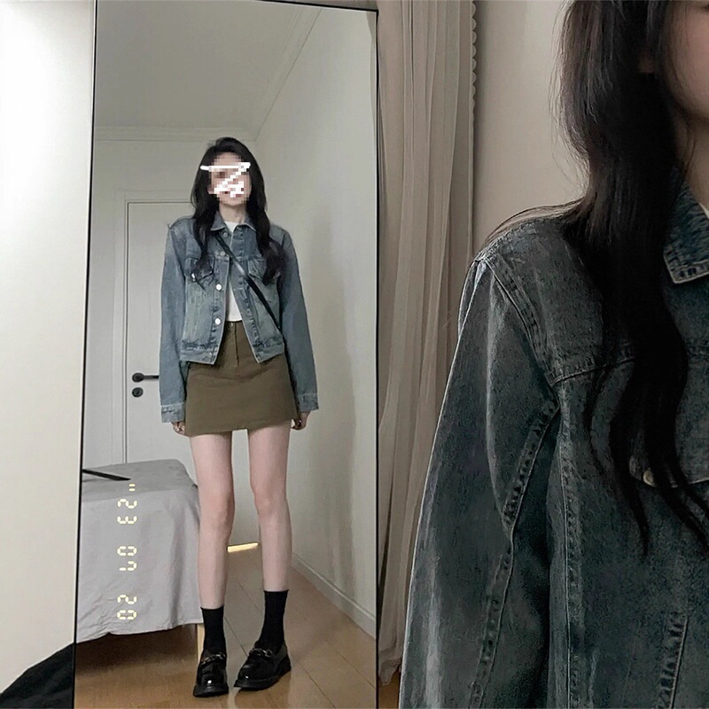 American-Style Denim Jacket for Women, New Plus-Size Model, Hong Kong Retro Chic Casual Versatile Short Jacket Top