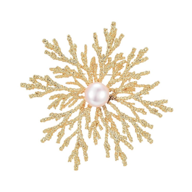 轻奢复古雪花胸针高档女气质优雅珍珠胸花小众设计感别针大衣配饰|undefined