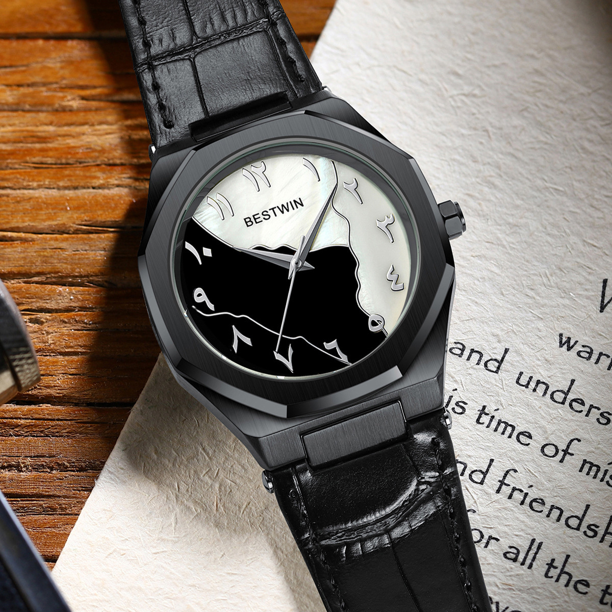 High-End Waterproof Business Watch Southeast Asia and Middle East Popular Belt Arabian Quartz Watch Factory Wholesale Direct Delivery