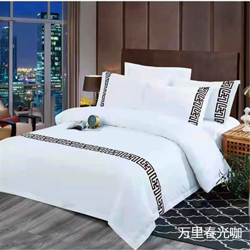 [供应星级酒店宾馆床单式四件套民宿公寓加大加宽纯棉酒店同款]