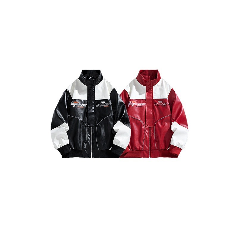 Chaqueta americana de cuero PU hombre chaqueta de hombre primavera y otoño nuevo cuello vertical chaqueta de motocicleta de tendencia universal chaqueta