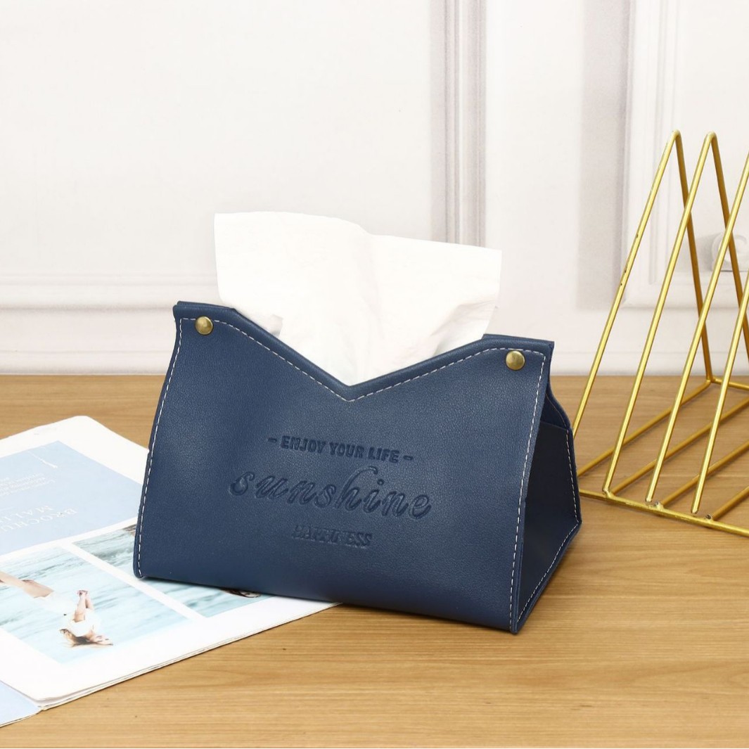 Caja de pañuelos de cuero al por mayor, sala de estar para el hogar, dormitorio de hotel, caja de papel impresa de moda simple creativa, se puede agregar logotipo