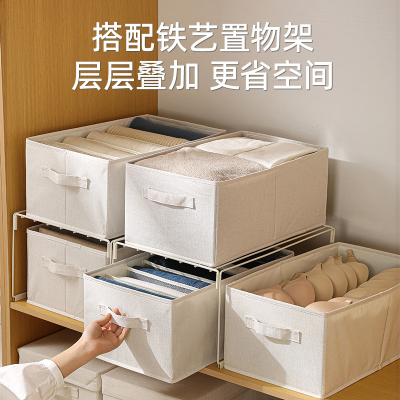 Anqin Fabric Storage Box Foldableable Wardrobe Large Capacity Storage Box Cloakroom Pants Clothing Drawer Storage Box