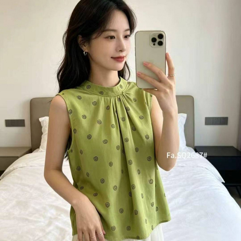 Designed with a Sense of Style, Embroidered Polka Dot Sleeveless Shirt with Back Tie for Women, 2026 Summer New Style, Loose Fit, Slimming, Versatile Top