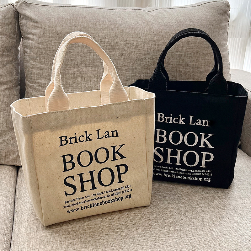 Canvas Tote Bag, Small Bag, Large Capacity, Letter Print Canvas Bag, Lunch Bag, Women's Shoulder Bag, Fashionable and Versatile