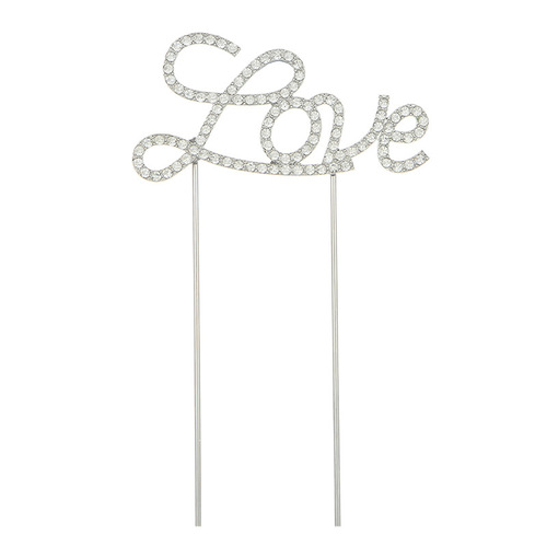 Valentine's Day cake insert love metal crystal birthday cake insert wedding alloy letter cake stand decoration
