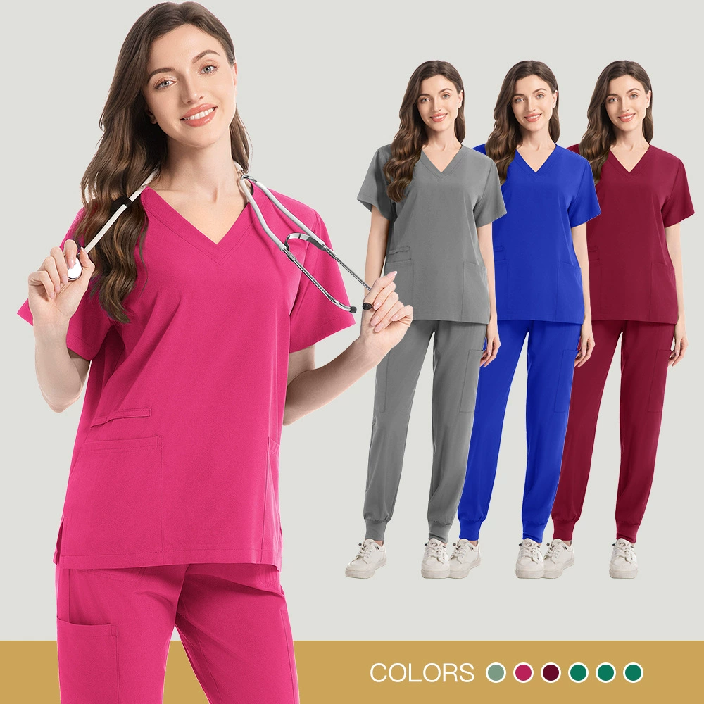 2025 новых быстросохнущих эластичных комплектов одежды для мужчин и женщин, больших размеров, для врачей и медсестер, двухкомпонентный комплект Amazon