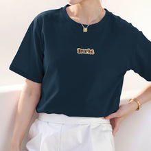 260g重磅纯棉短袖t恤女设计感小众上衣半袖字母印花圆领宽松体恤