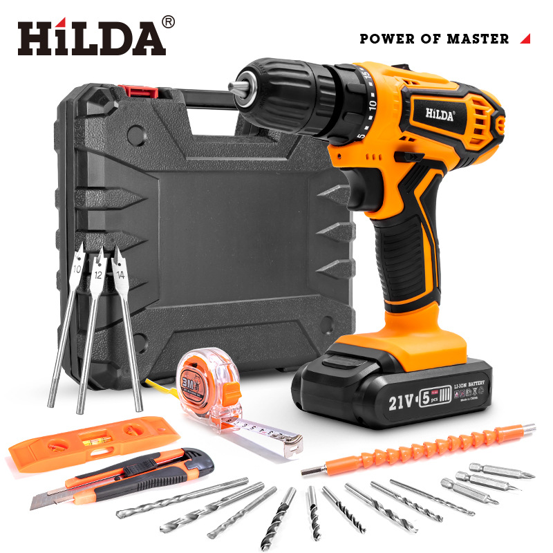 HILDA/HILDA taladro manual recargable multifuncional taladro eléctrico de litio destornillador eléctrico hardware para el hogar producto novedoso transfronterizo