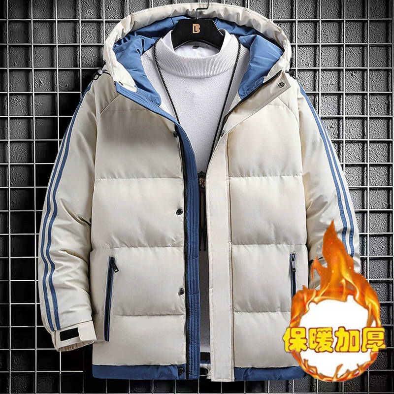 Трансграничная пуховая хлопчатобумажная одежда мужская осенняя и зимняя приливная бренд утолщение теплая водонепроницаемая хлебная одежда с капюшоном