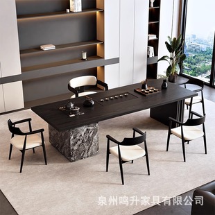 Solid Wood Black Tea Table 2025 New Classy Office Desk with Tea Table Integrated Modern Slate Home Living Room Coffee Table