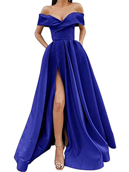 summer sexy elegant solid color bridesmaid dress