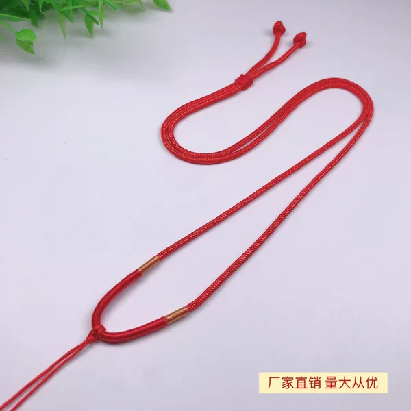 2mm Hand-Woven Yellow Wire Simple Necklace Lanyard Adjustable Jade Beeswax Gold Jewelry Pendant Rope Red