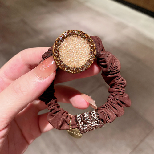 New  Large Intestine Ring for Women, Fashionable and Stylish, Circular Design with Full Diamond Hair Ties, Korean Inspired Hair Accessories