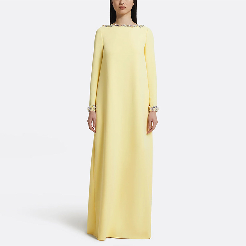 In-Stock Celebrity Gown Long Dress 2026 European and American Fashion New Style Simple Beaded Loose Floor-Length Dress In-Stock Celebrity Gown Long Dress 2026 European and American Fashion New Style Simple Beaded Loose Floor-Length Dress