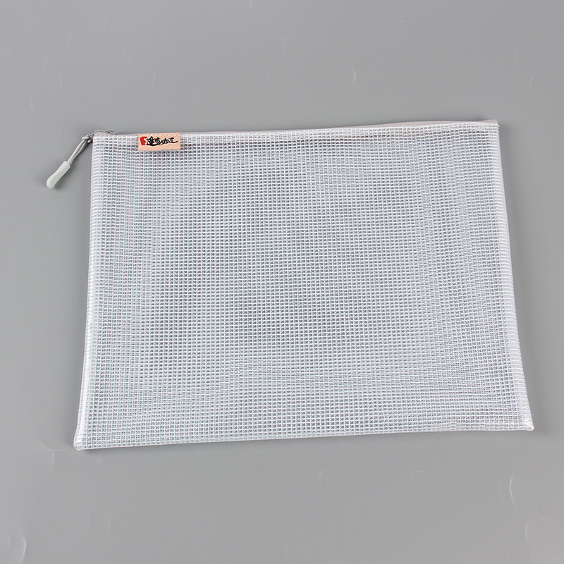 Bolsa de archivo de cremallera de malla de PVC al por mayor bolsa de archivo transparente de impresión multifuncional A4 bolsa de archivo de almacenamiento engrosada