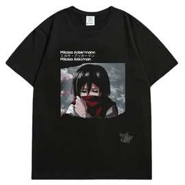 Attack on Titan进击的巨人三笠T恤薄款上衣短袖anime Tshirt跨境