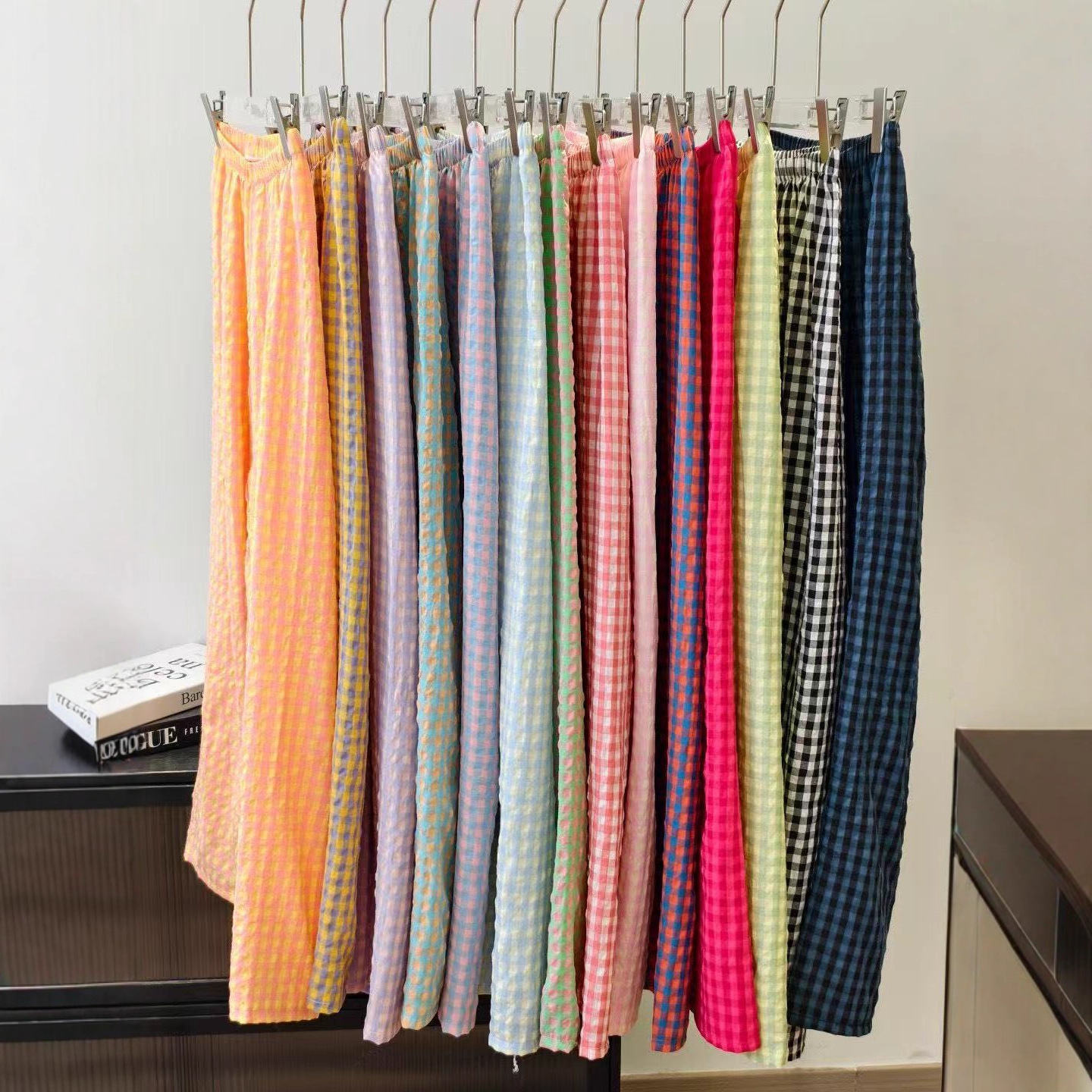 Casual Pants Simple Plaid Ins Cotton Long Pants Women Solid Color Loose Slimming Home Walking Pants Spring Autumn