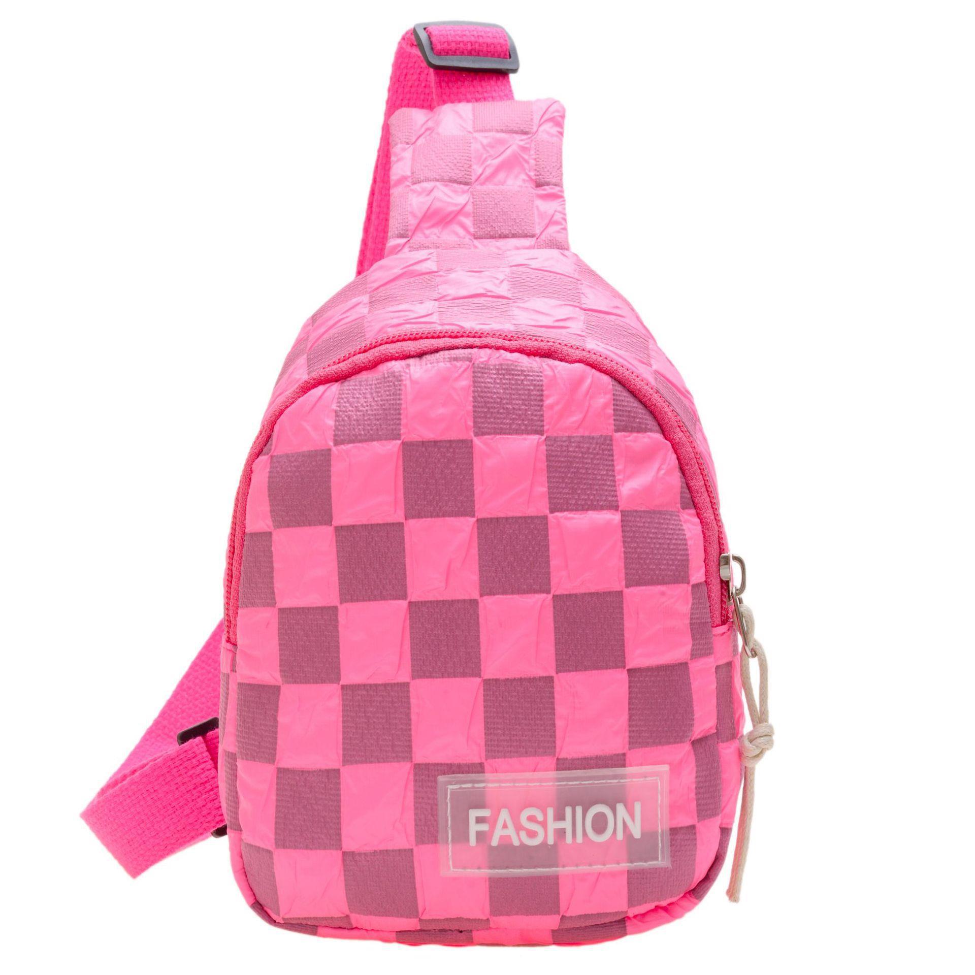 Estilo coreano guapo niños y niñas bolsa de pecho Moda Net tablero de ajedrez rojo A cuadros bolsa de cintura pequeña para niños bolsa de mensajero casual del hombro del todo fósforo