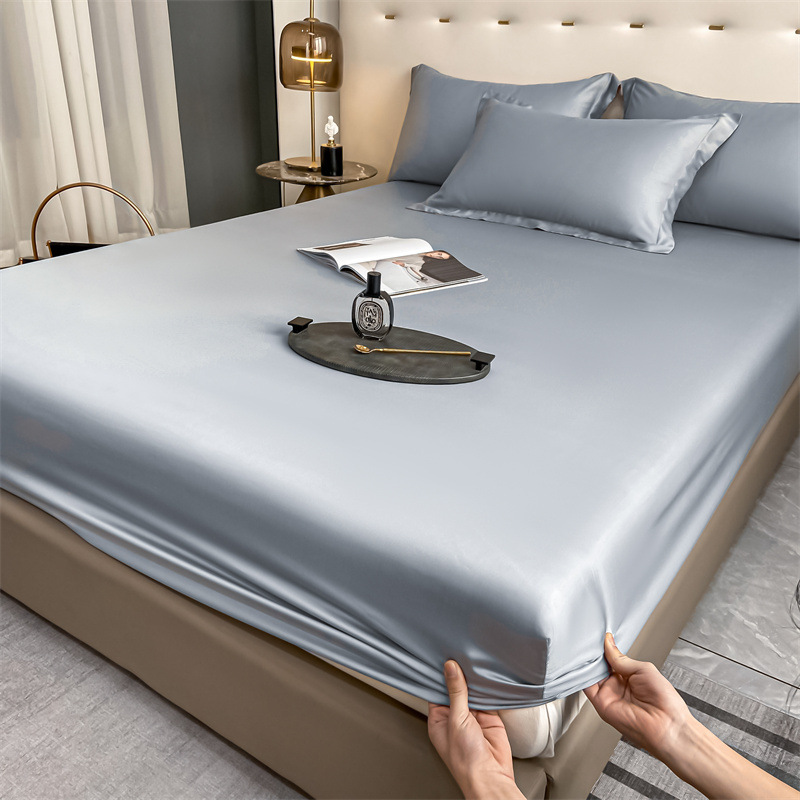 Cool Sensación de la cama de seda de hielo de una sola pieza para dormir desnudo de verano Cubierta de colchón de tres piezas Cubierta de la cama con todo incluido