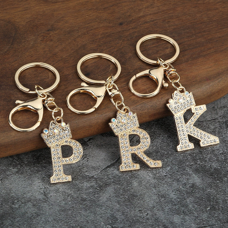Fashion Korean Zinc Alloy Women's Flash Diamond Letter Decoration Keychain Elegant Temperament Handbag Backpack Pendant in stock