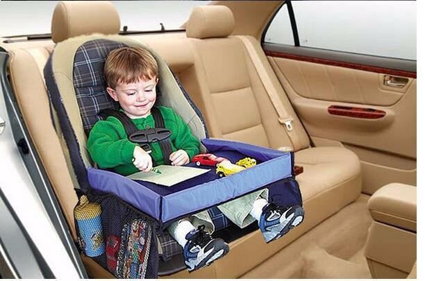 Car Rear Seat Safety Seat Tray, Car-Mounted Children's Dining Tray, Baby Coaxing Artifact, Foldableing Storage Brush, Water Cup Table Board