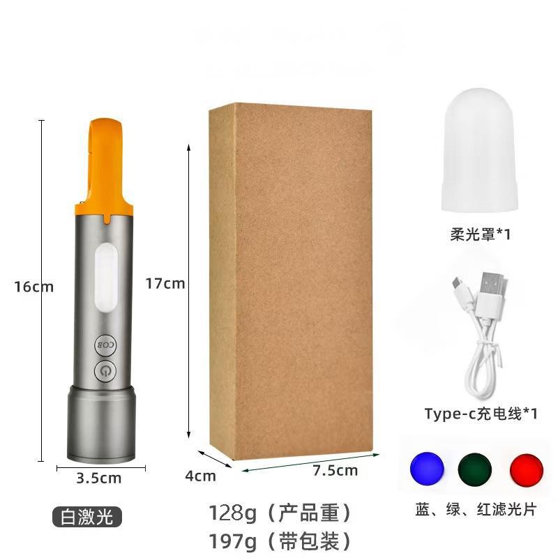 Linterna LED Multifuncional de Alta Potencia para Exteriores, Recargable Tipo-C, de Aleación de Aluminio con Gancho Trasero, Portátil