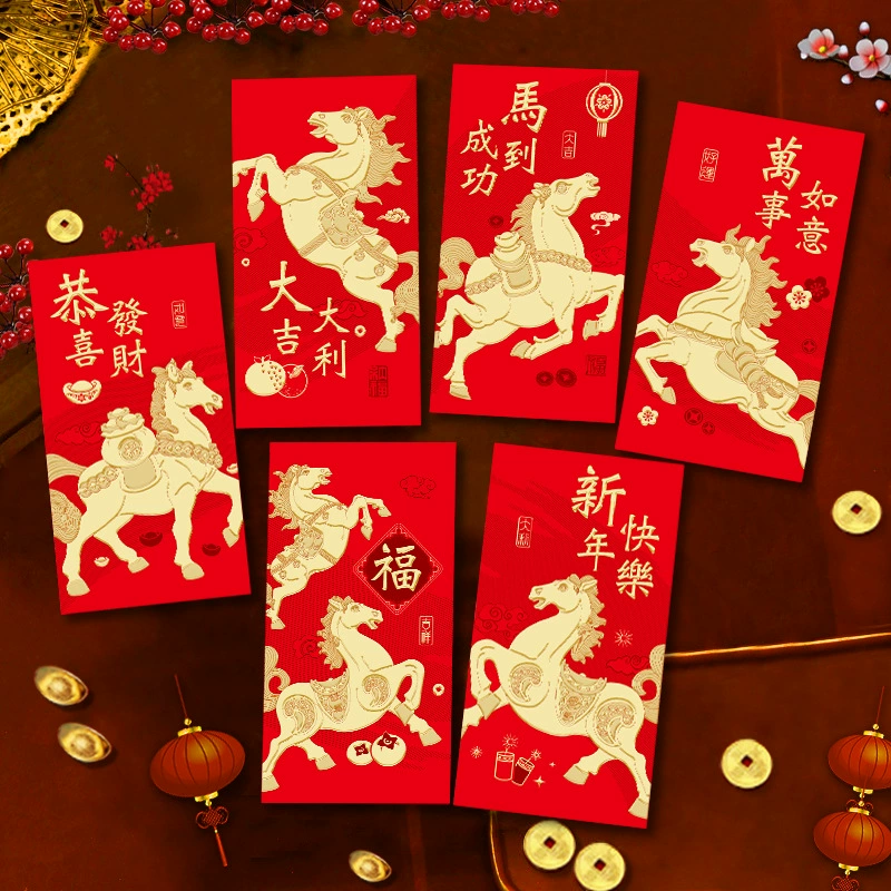 Ruixiang 2026 Год лошади Красный конверт Новый креативный трехмерный красный конверт с изображением лошади по знаку зодиака для весеннего фестиваля Новогодний красный конверт-мешочек