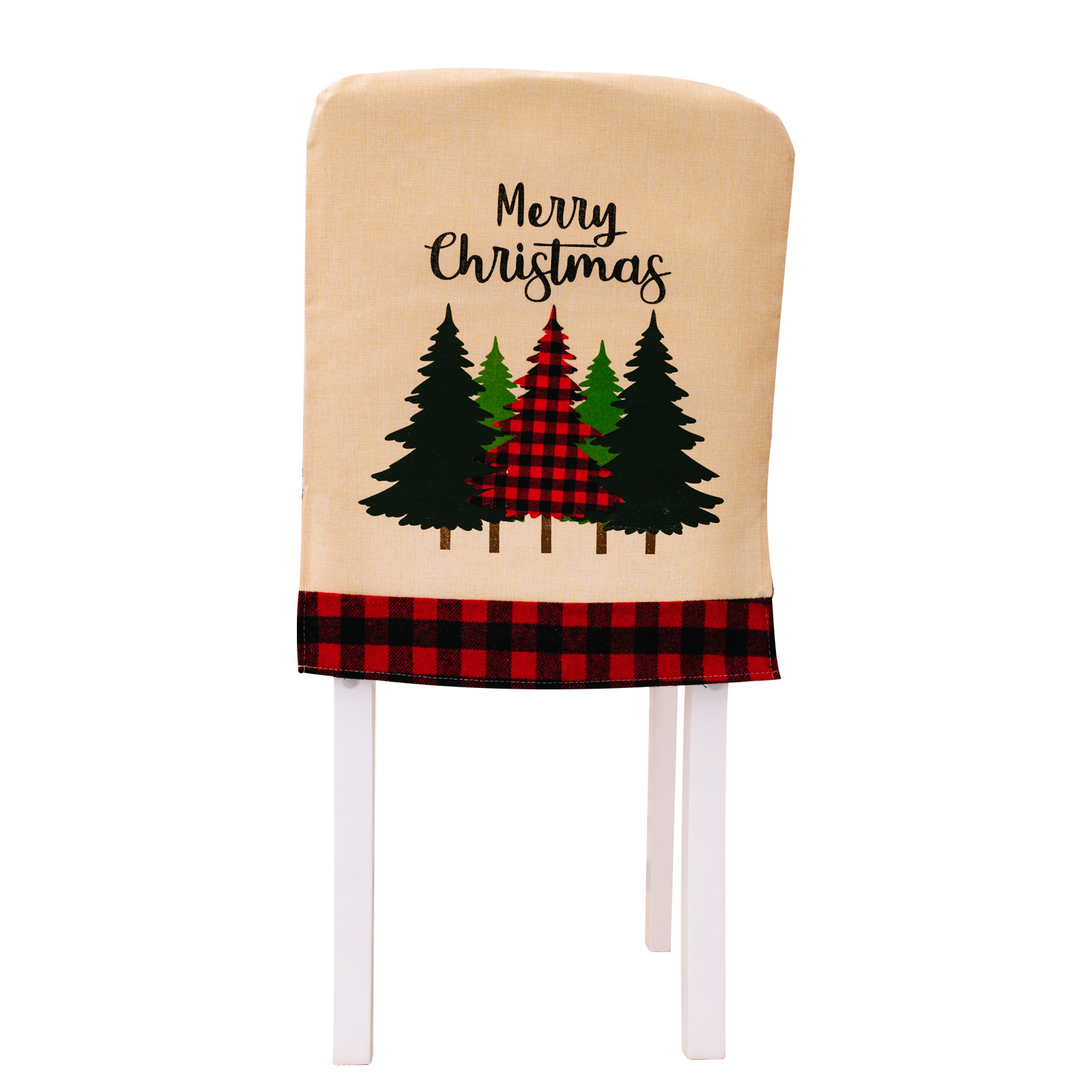 Jõulukaunistused Trükitud tooli kate Punane ja must ruuduline jõulupuu merrychristm_voghion.com