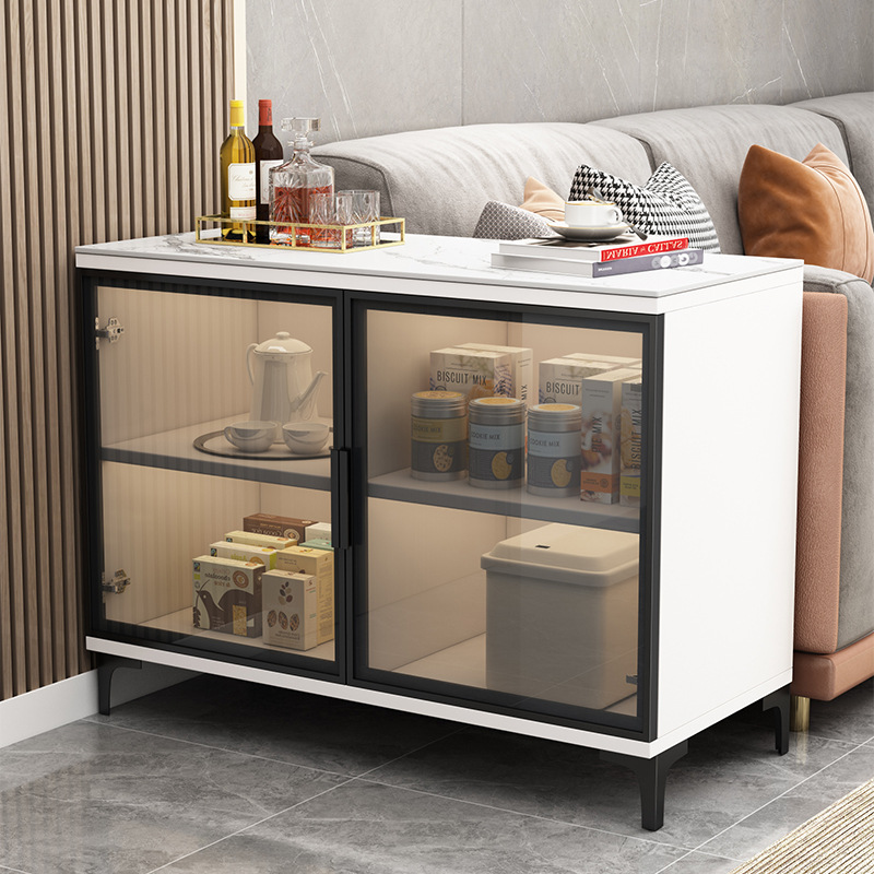Light luxury tea cabinet storage cupboard rectangular corner rock slab cabinet storage home cabinet living room side sofa side cabinet