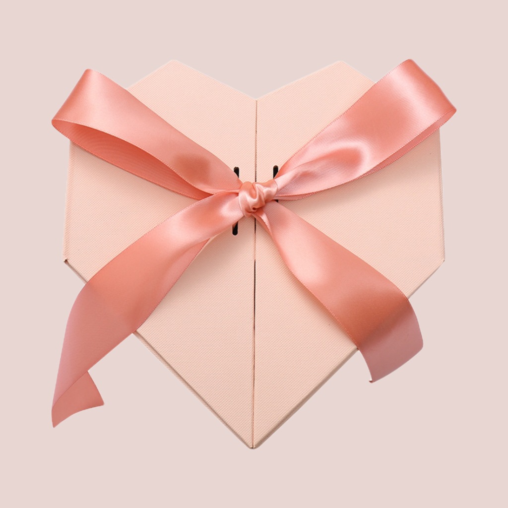 Caja de regalo con lazo de cinta en forma de corazón, caja de regalo para bodas, caja de regalo para cosméticos navideños, caja de regalo en forma de corazón