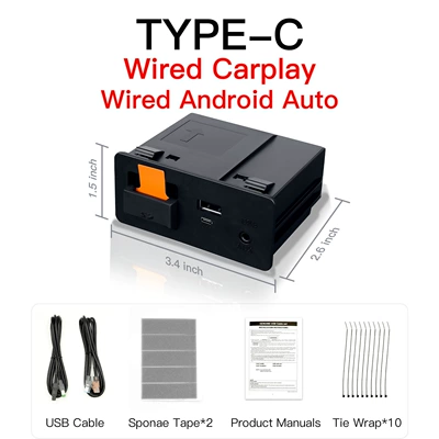 Type-c wireless carplay and wireless Android auto module for Mazda USB adapter (Simsiz CarPlay və Android Auto) - wired-type-c-edition