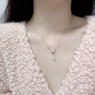 Wholesale titanium steel necklace trembles explosions flash small waist tassel pendant high sense sweater chain women's accessories