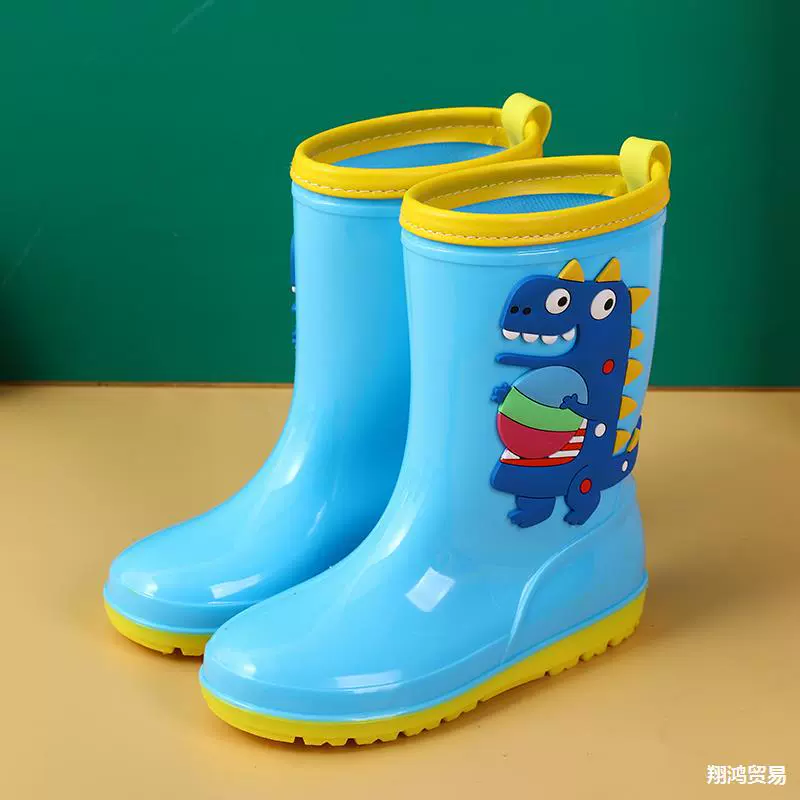 1-16 лет дети высокие дождевые туфли динозавры мультяшные водяные сапоги нескользящие мягкие водонепроницаемые туфли для мальчиков девочек малышей резиновые туфли