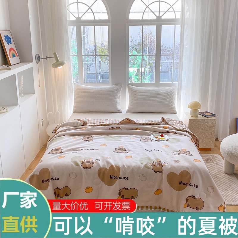 Quilt de verano fresco lavable por máquina dormitorio de estudiantes primavera y otoño edredón delgado lavable edredón de verano aire acondicionado edredón doble