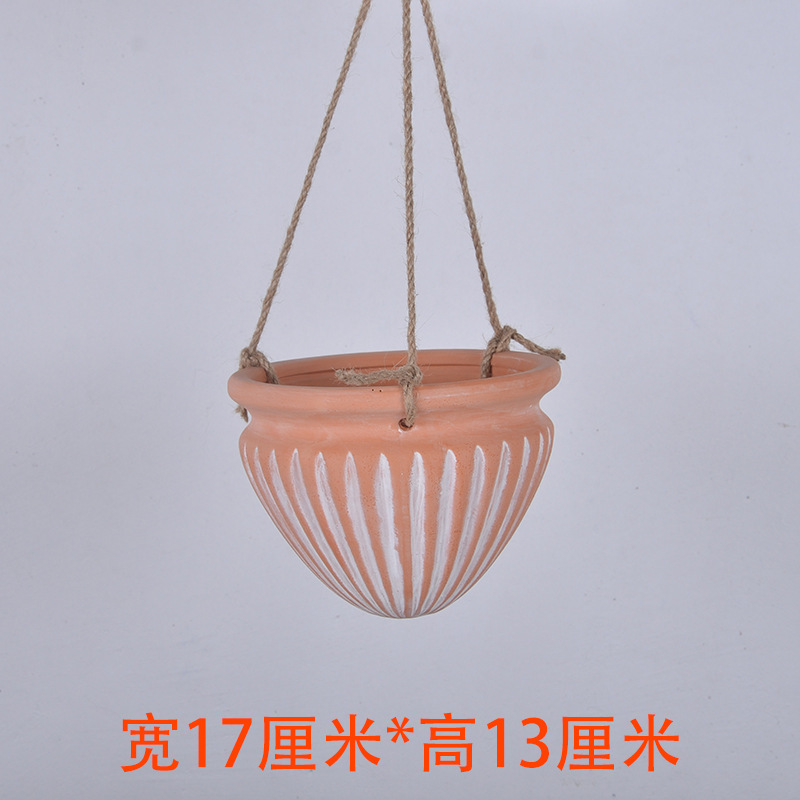 Creativo colgante cesta olla suculenta colgante de pared maceta colgante orquídea cerámica roja colgante olla verde rábano colgante cesta decoración de la pared