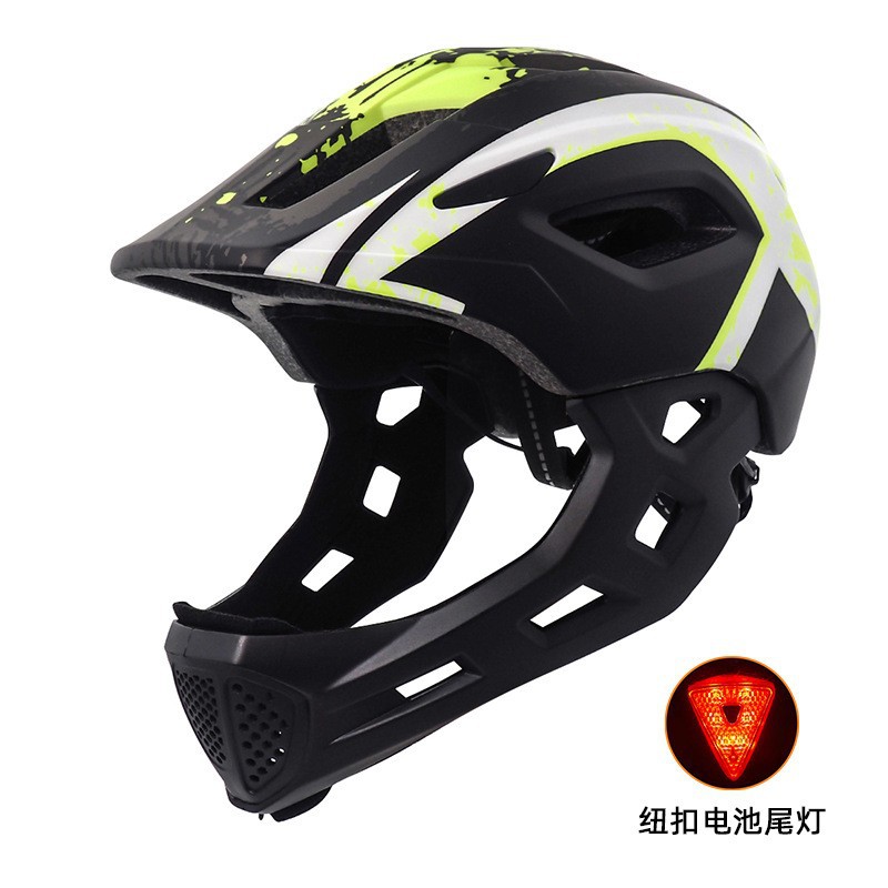 Black, white and green-triangular tail light with buttons