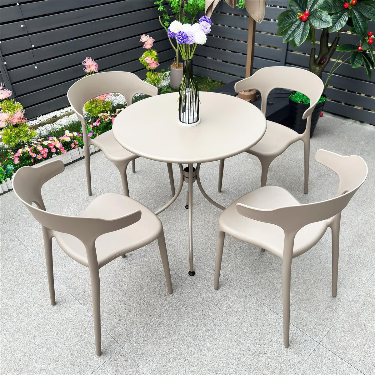 Outdoor Internet Popular Table and Chair suit Balcony Leisure Coffee Milk Tea Shop Carbon Steel Round Table Leisure Area Courtyard Outdoor Dining Table