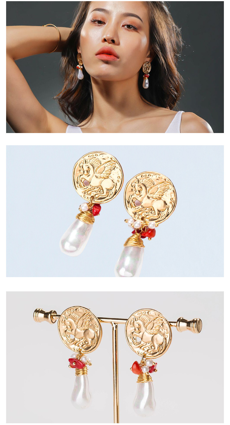 Nihaojewelry Mode Poney Rond Imitation Perle Boucles D&#39;oreilles Bijoux En Gros display picture 5