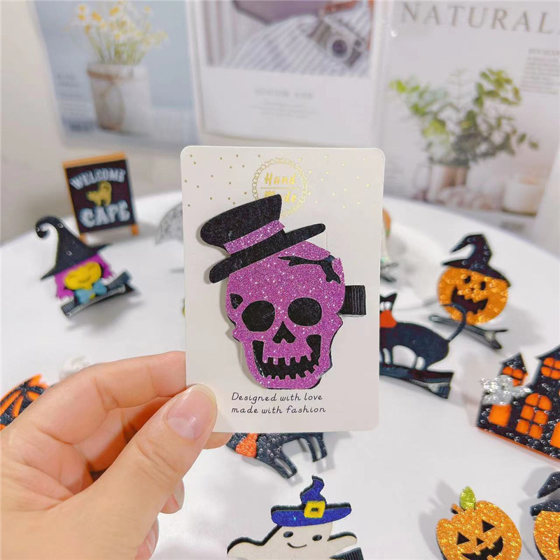 15g Weight Hair Clip Hair Accessories Type 1 Piece Quantity Street Occasion Halloween Festival Skull Pattern Women'S Gender Original Design, Punk Style Halloween Original Design Punk Skull Street Party Accessories Party Supplies 2